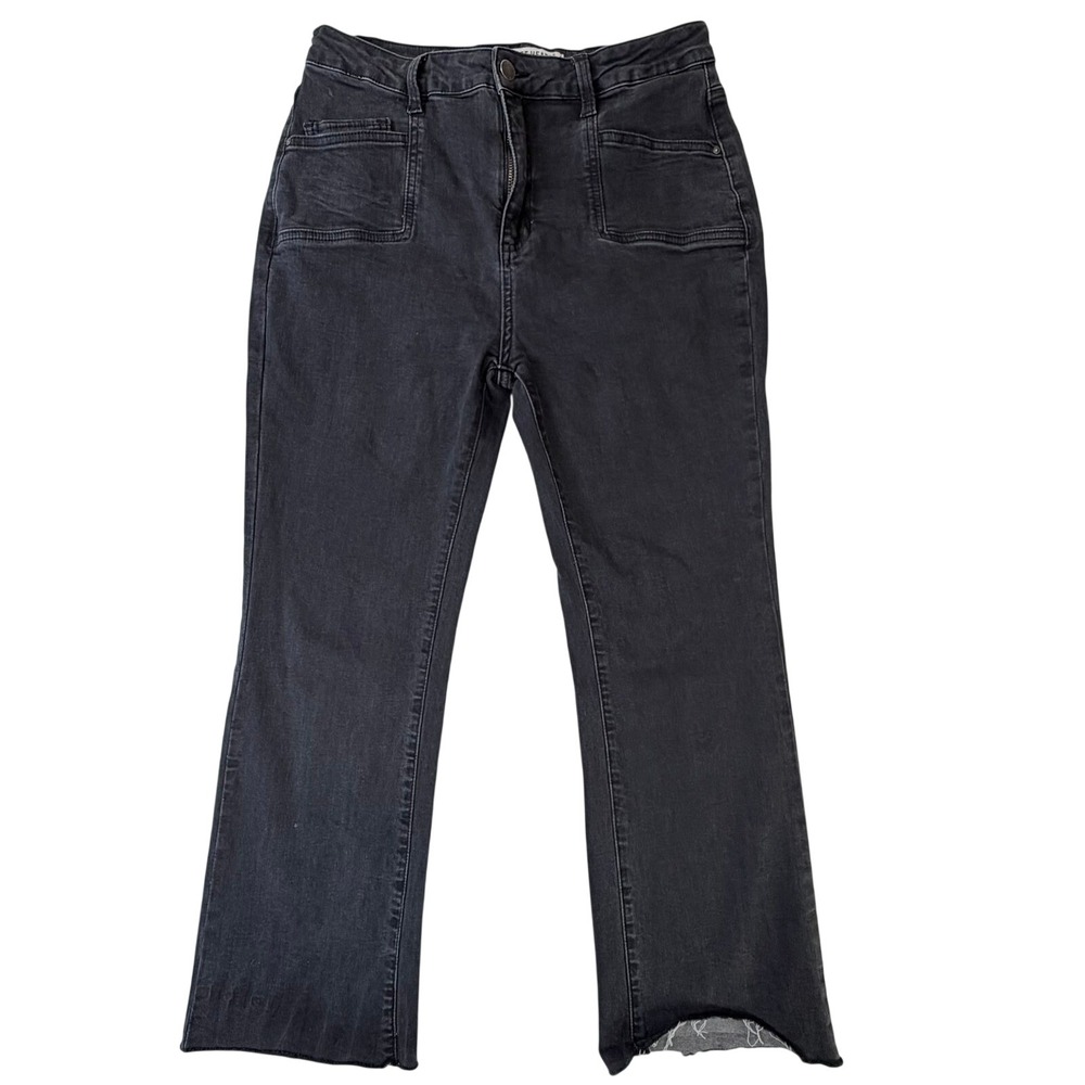 Velvet Heart Evans Mid Rise Straight Ankle Jeans Black Raw Hem Size 30 Women's‎